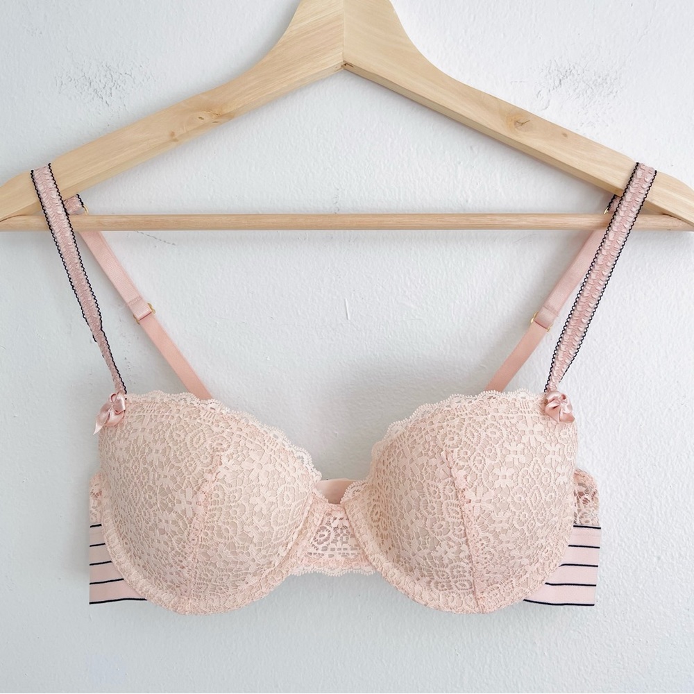Stella McCartney Floral Lace Underwire Lightly Padded Bra In Pink Size 34 B